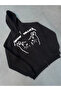 Winter Printed Zippered Hooded Cardigan - Black
