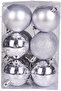 Christmas Ball, Glittery Matte Shiny, Silver - Set of 12, 6 cm - 3