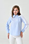 Women's Blue White Striped Patterned Long Sleeve Color Block Front Buttoned Modern Shirt Loi̇25-Pk1069 - 4