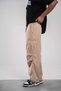 Men's Trousers Fabric Cream Cargo Pockets Parachute Baggy - 5