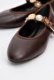 Lauras Brown Leather Accessory Women's Ballerina Shoes - 3