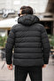 Men's Slim-Fit Black Hooded Water- and Windproof Winter Puffer Jacket - 6