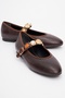 Lauras Brown Leather Accessory Women's Ballerina Shoes