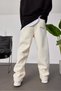 Men's Sweatpants with Loose Cuffs, Cream Color, Oversize, Shaped, Loose Fit, 3 Yarns, Shaped - 4