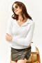 Women's Ecru Shirt Collar Soft Knitwear Sweater - 2