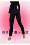 Raised Push up High Waist Recovery Submersible Black Leggings Wide Belt - 3