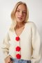 Cardigans - Beige - V Neck - 2