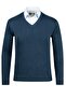 Men's V-Neck Knitwear Petrol Sweater Patterned Steel Knit Classic Fit - 4241D