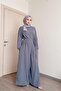 Shawl Women's Gray Belted Slash Cut Islamic Jumpsuit Syr009 - 3