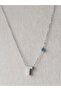 Evil Eye Beaded Letter Steel Necklace - Silver Color - 2