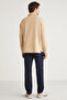 JOHN Men's Polo Sweat Shirt Collar Long Slit Back Diagonel Fabric Beige Sweatshirt - 6