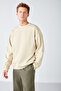 Stephan Men's Soft Fabric Organic Cotton Oversize Fit Round Neck Beige Sweatshirt - 3