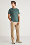 Michel Men's Slim Fit Slim Fit 100% Organic Cotton Side Seam Basic Knitted Green T-Shirt - 4