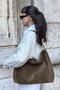 Suede Creme Casual Look Shopper Bag