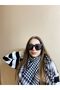 Unisex Cotton Large Size Puffy Shawl Suitable for Daily Use - Black and White Kefiye Model Square Bag - 2