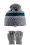 9-15 Years Old Boy Scarf Beret Glove 3 Piece Set - 3