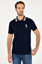 Men's Slim Fit Polo Neck Navy Blue Basic T-Shirt 50279569-Vr033 - 3