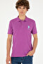Men's Slim Fit Polo Neck Purple Basic T-Shirt 50279568-Vr038 - 3