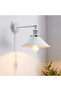 Retro, Vintage, Rustic White Movable Headboard Wired Plugged Wall Sconce Hat Diameter: 23cm