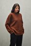 Hair Braid Knitted Sweater Brown