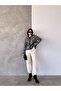 Asur Boutique Women's Leopard Patterned Ribbed Standard Size Cardigan