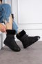 Losvina Women's Snow Boots Furry Parachute Fabric Black - 2