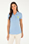 Women's Light Blue Basic Polo Neck T-Shirt 50280063-Vr003