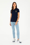 Women's Navy Blue Basic Polo Neck T-Shirt 50280071-Vr033 - 4