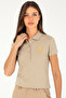Women's Light Khaki Basic Polo Neck T-Shirt 50280071-Vr183 - 3