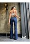 Ns-77758 Flared Jeans Navy Blue Fade-Resistant Extra Lycra High Waist Long Leg - 4
