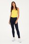 Women's Navy Blue Toothpick Fit Canvas Trousers 50281692-Vr033