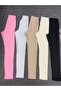 High Waist Ribbed Light Gray Leggings - 6