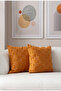 Double Decorative Polka Dot Linen Fabric Throw Pillow Cover 43X43 Mustard - 2