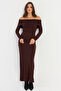 Women's Brown Madonna Collar Maxi Dress Li̇k10 - 2