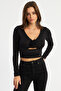 Women's Black Rose Detailed Window Blouse Ayd378 - 3