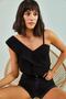 Women's Black One-Shoulder Patterned Blouse 30031025