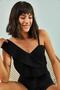 Women's Black One-Shoulder Patterned Blouse 30031025 - 3