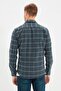 Yeşil Regular Fit Apoletli Kışlık Oduncu Kareli Gömlek TMNAW22GO0359 - 5