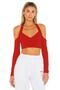 Women's Red Halter Neck Silk Jersey Crop Top