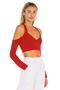 Women's Red Halter Neck Silk Jersey Crop Top - 2