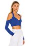 Women's Cobalt Blue Halter Neck Crop Top - 2