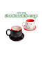 2 Pieces Double Ceramic Handmade Mug with Cherry Pattern Plate, Ceramic Mug, Handmade, Coffee Cup