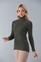 Khaki Cotton Turtleneck Camisole Raster Slimfit High-Top Sweater - 3