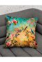 4-Piece Digital Printed Throw Pillow Cover with Nature Themed Bird and Flower Pattern Yellow and Blue Color - 3