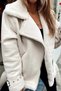 Women's Leather Suede Coat with Ribbed Belt Detail - 2