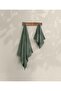 Likya 100% Cotton Jacquard Plain Striped Green 2-Piece Dowry Towel Set 1034A 90X150-50X90