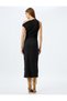 Asymmetrical Off-The-Shoulder Long Pencil Dress Sleeveless Slim Fit Draped Detail - 4