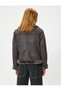 Faux Suede Biker Jacket Plush Plush Lined Zippered - 4
