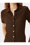 Polo Neck Knitwear Sweater Short Sleeve Buttoned - 5
