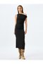 Asymmetrical Off-The-Shoulder Long Pencil Dress Sleeveless Slim Fit Draped Detail - 3